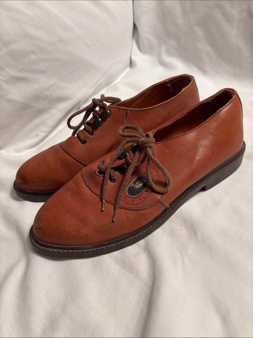 Leather Derby Shoes in Cognac Brown